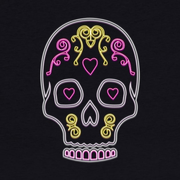 Neon Skull Dio De Los Muertos by superdupertees